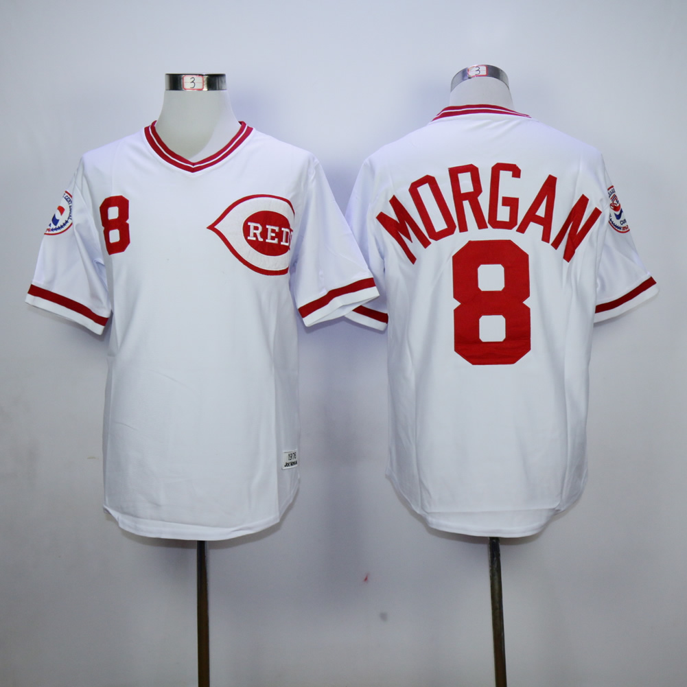 Men MLB Cincinnati Reds #8 Morgan white jerseys